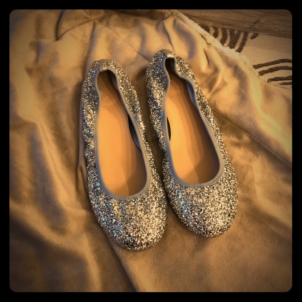 New J Crew silver flats